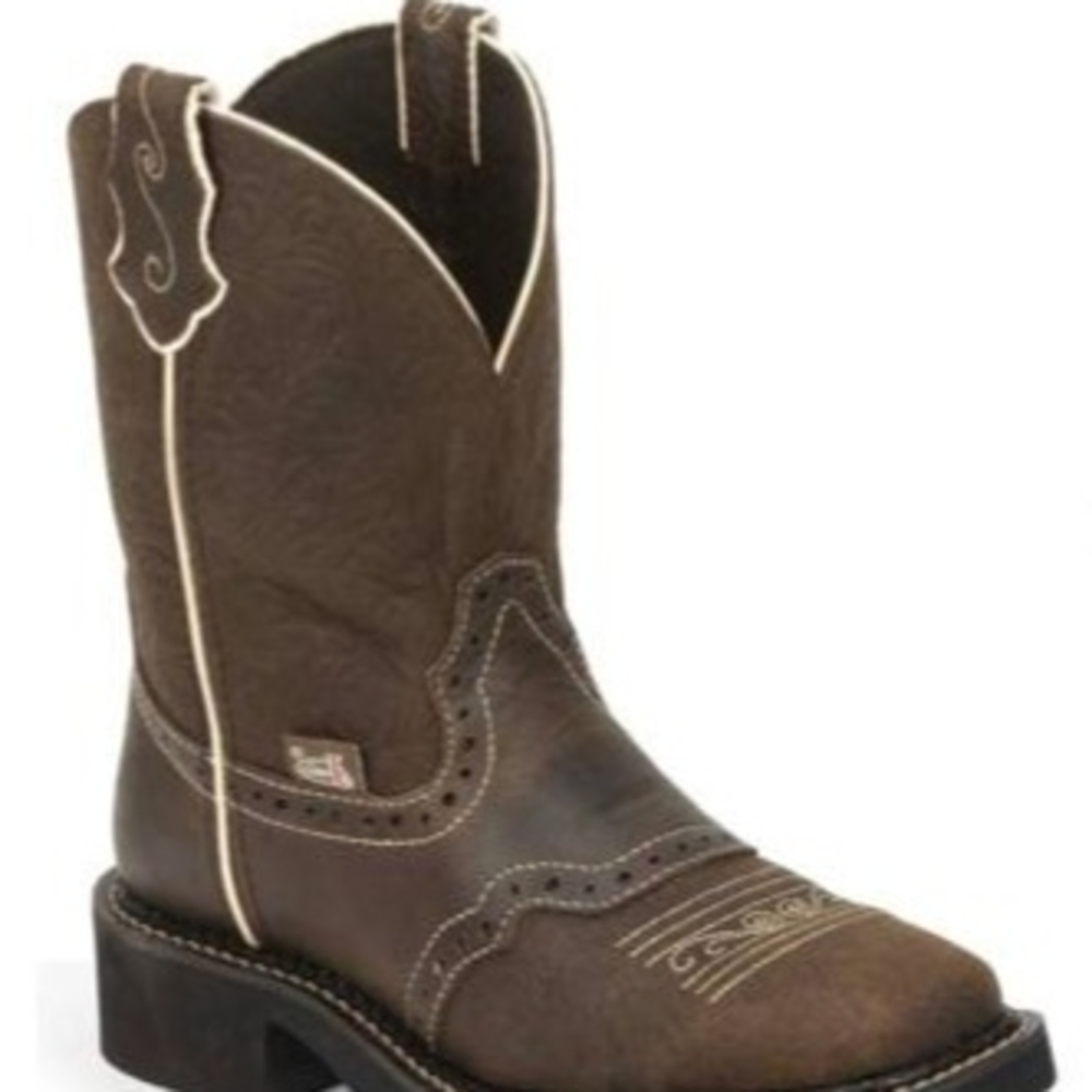 Justin Boots Brown Ankle Booties with Square Toe